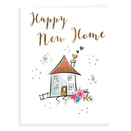 Koko Designs, K70041 Luxury Beautiful Contemporary Happy New Home Card ,White - 8 x 6 inches
