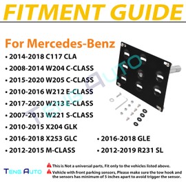 (A) TA Front Bumper Tow Hook License Plate Holder Frame Adapter Bracket Fits for C/E/S/M Class CLA GLK GLC GLE SL C117 W204 W205 W212 W213 W221 W166 X204 X253 R231