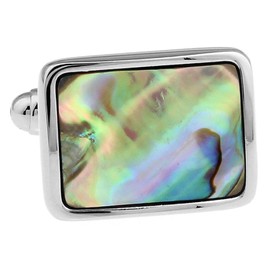 MRCUFF Abalone Rectangle Pair Cufflinks in a Presentation Gift Box & Polishing Cloth
