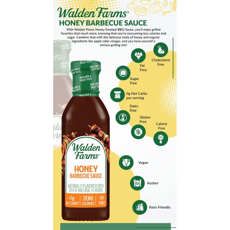 Walden Farms Sugar Free Honey BBQ Sauce, 12-oz. Gourmet Barbecue