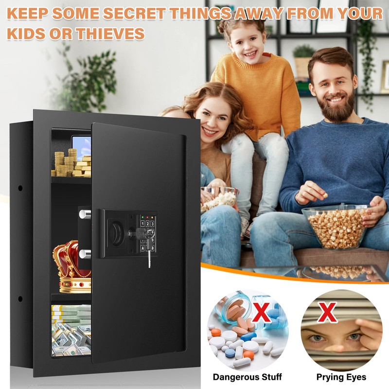 33.46" Tall Fireproof Wall Safes Between the Studs 16" Centers,