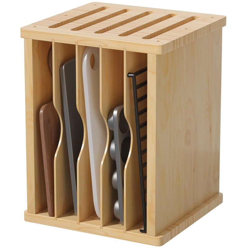 tonchean Wooden Cabinet Tray Dividers 6 Tier Baking Cookie Sheet