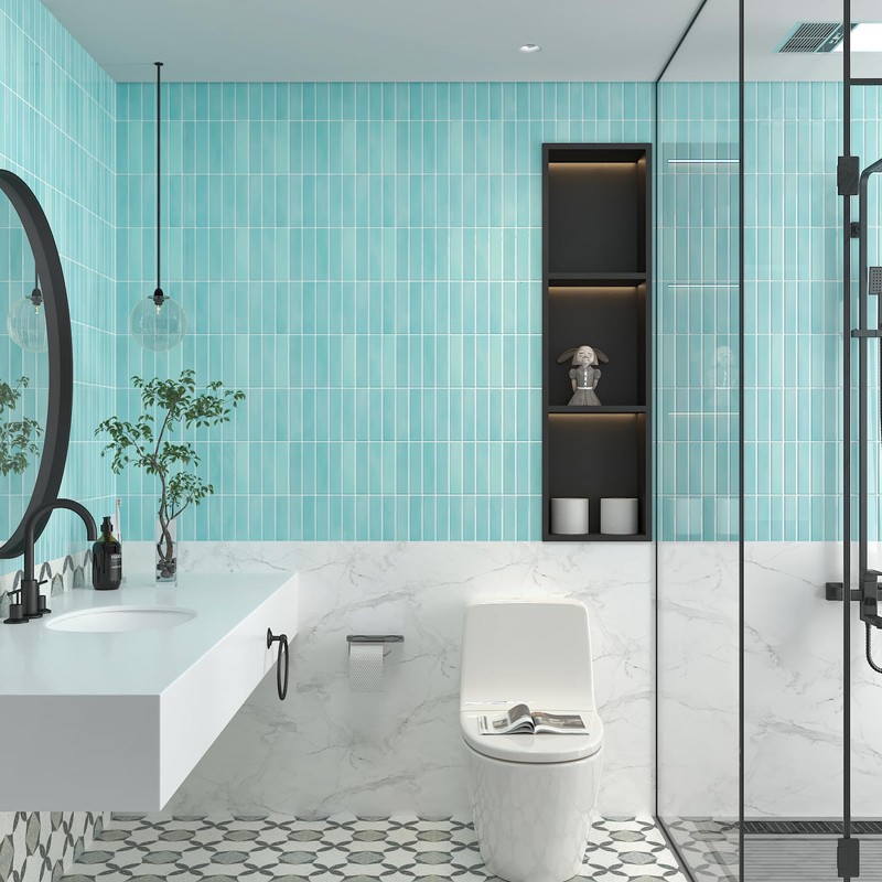 CHIHUT 6 Sheets Mint Green Peel and Stick Tile 12"X12"