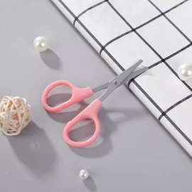 JQ Safety rounded blade pink nose hair trimming grooming scissors nose hair removal / 안전 둥근날 핑크 코털 정리 미용 가위 콧털제거