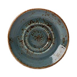 Steelite Craft Double Well Saucer Blue 5.75" / 14.5cm - Rustic Saucer for Tea and Coffee Cups