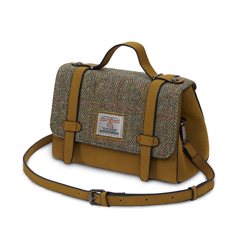 Islander Harris Tweed Orkney Satchel (Chestnut Herringbone), Chestnut Herringbone
