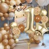 Jungle Safari Birthday Decoration Lion Balloons, Number 4 Animals Party