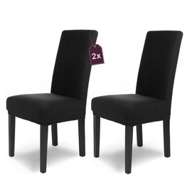 SCHEFFLER-Home Stretch Luna Chair Covers, Black, Set of 2, Elastic Flannel Chair Covers, Swing Chairs, Chair Covers with Elastic Band, Velvet Chair Covers