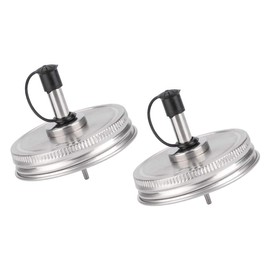sourcing map 2pcs Stainless Steel Regular Mouth Mason Jar Pour Spout Lids with Plastic Caps for Olive Oil Cocktail Dispenser and Salad Dressing Shaker