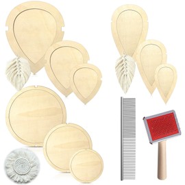 Teenyyou 11 Pcs Macrame Leaf Cutting Molds and Comb Sets Wood Macrame Leaf Cutting Template Macrame Fringe Comb Stainless Steel Comb for Making Macrame Feather Tassel Wall Hangings Tool