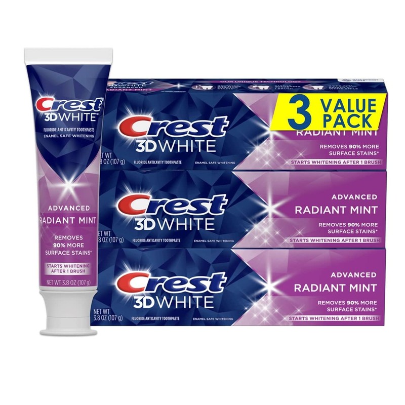 Crest 3D White Toothpaste Radiant Mint, 3.8 Oz (Pack of