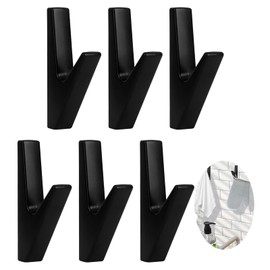 DAIRYCOF Coat Hooks, Black Clothes Hooks for Acoustic Panels, Zinc Alloy Coat Hooks, Wall Hooks, Coat Hooks for Bathrooms, Kitchens (6 Pieces, Black Zinc Alloy)