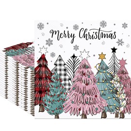 Fitumiw 80Pcs Merry Christmas Paper Napkins Christmas Trees Disposable Napkins Santa Xmas Trees Printed Decorative Napkins for Baby Shower Birthday Party Supplies Table Decor