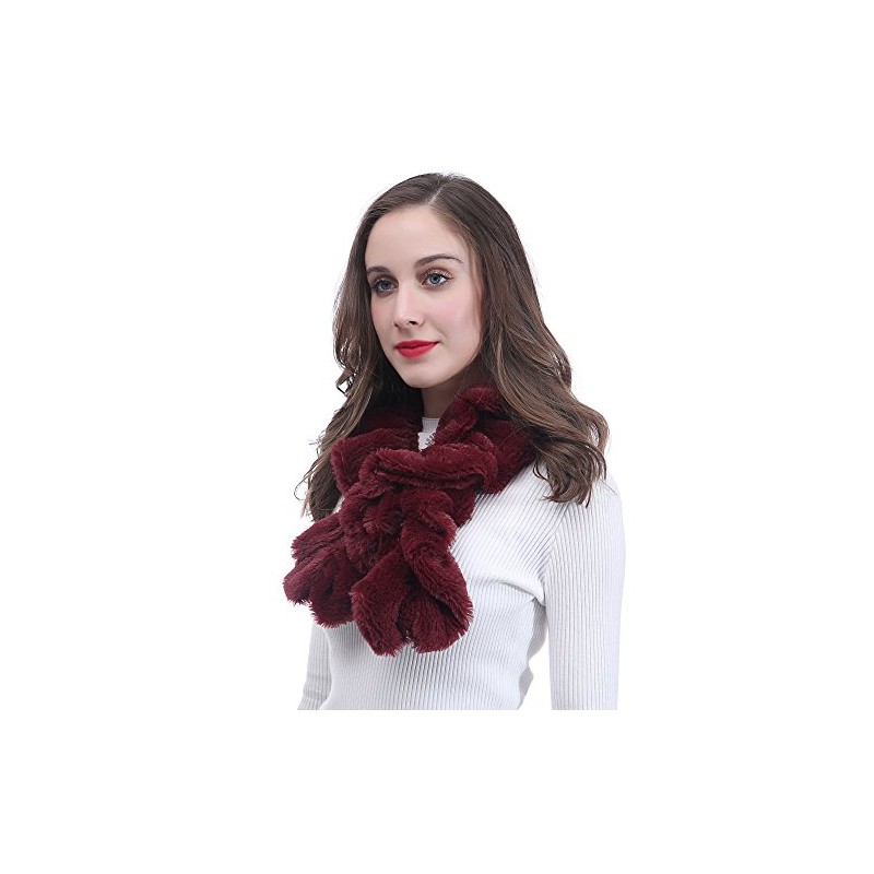 Lina & Lily Elastic Ruffle Faux Fur Women's Winter Pull-through