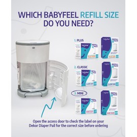 Babyfeel Refills Compatible with DEKOR MINI Diaper Pails | 8 Pack | Exclusive 20% Extra Thickness | Diaper Pail Refills with Powerful Odor Elimination | Powder Scent | Holds up to 2640 Diapers