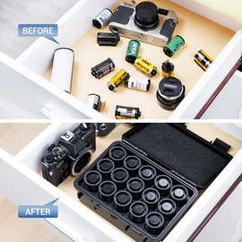 JJC Sturdy Secure 35mm Film Case Canister Holder with 15 Rolls Film Canister,IP67 Waterproof 35mm Film Container for 15 Rolls135 Film