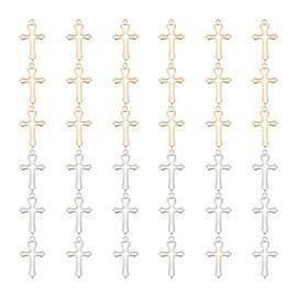 UNICRAFTALE 40Pcs 2 Colors Metal Cross Charms 304 Stainless Steel Pendants Hollow Cross Charm Golden Bracelet Charm Earring Dangle Charms Small Cross Charm for DIY Crafts Jewelry Making