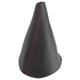 Kodrily Shift Boot Cover, Car Gear Shift Cover, Black PU Leather Shift Boot, Auto Shift Knob Boot Dust, Automatic Shifter Boots Replacement Parts for H3 2005‑2011 (Red Stitching)