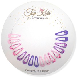 Topkids Accessories Small Mini Metal Hair Snap Clips Little Kids Toddler Baby Girls Children Women Clips Cute Clip Slides Gift Sectioning Clips Bendies Sleepies 3cm / 1.2" (16 Purple Patterns)