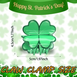 St. Patrick's Day Hair Claw Clips Green Shamrock Hair Clip Lucky Clover Hair Jaw Clip Strong Hold Nonslip Hair Clamp St. Patrick's Day Hair Claws For Thin Thick Hair Irish Hair Accessories for Women