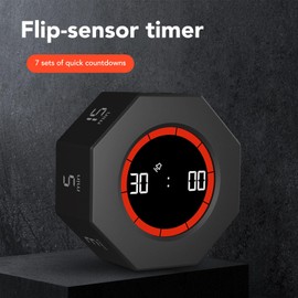 Pomodoro Timer, Hexagon Flip Timer, Desk Productivity Cube Timers with 1 3 5 15 30 60 90 Minute Presets, Time Management for Classroom Cooking Studying Working (Black)