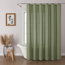 OWENIE Colin Sage Green Shower Curtain 78 Inch, Soft Boho Cotton Cloth Linen Texture Fabric Bathroom Shower Curtain with 12 Hooks, Hotel Spa Luxury, Machine Washable, Linen, 72x78 Inch