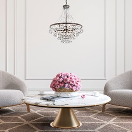 Edvivi Luxury Empire Crystal Chandelier, 7 Lights, 4 Tiers Glam Light with Chrome Finish, Adjustable Hanging Ceiling Light Fixture, Foyer/Hallway, Dining, Bedroom, Living Room (Antique Copper)