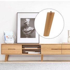 Moendergo Pack of 4 Wooden Furniture Legs, Replacement Sofa Legs, Couch Legs, Table Legs, Dresser Legs with Screws, Mounting Plate and Non-Slip Protection (15 cm)