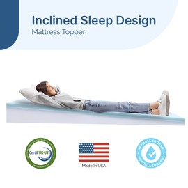 Bed Wedge Mattress Topper Incline 4-inch Twin XL, Gel Memory Foam