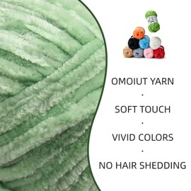 Hilo grueso de felpilla de felpa, hilo de terciopelo esponjoso, ganchillo para tejer y ganchillo, hilo suave para bebé para ganchillo - hilo de ganchillo Amigurumi, 100 g (87 colores) (verde claro)