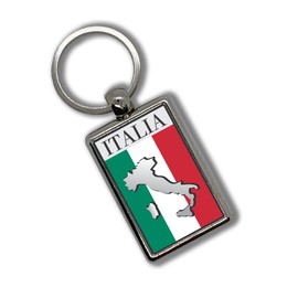Apedes Italy Italia Keychain Key Chain Keyring with Metal Die-Cast Logo Display