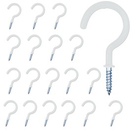 BOUBONI 18PCS Metal Ceiling Hooks 2 Inch Heavy-Duty Multipurpose Screw-in Wall Hooks for Hanging Plants Cups Kitchen Utensils, White