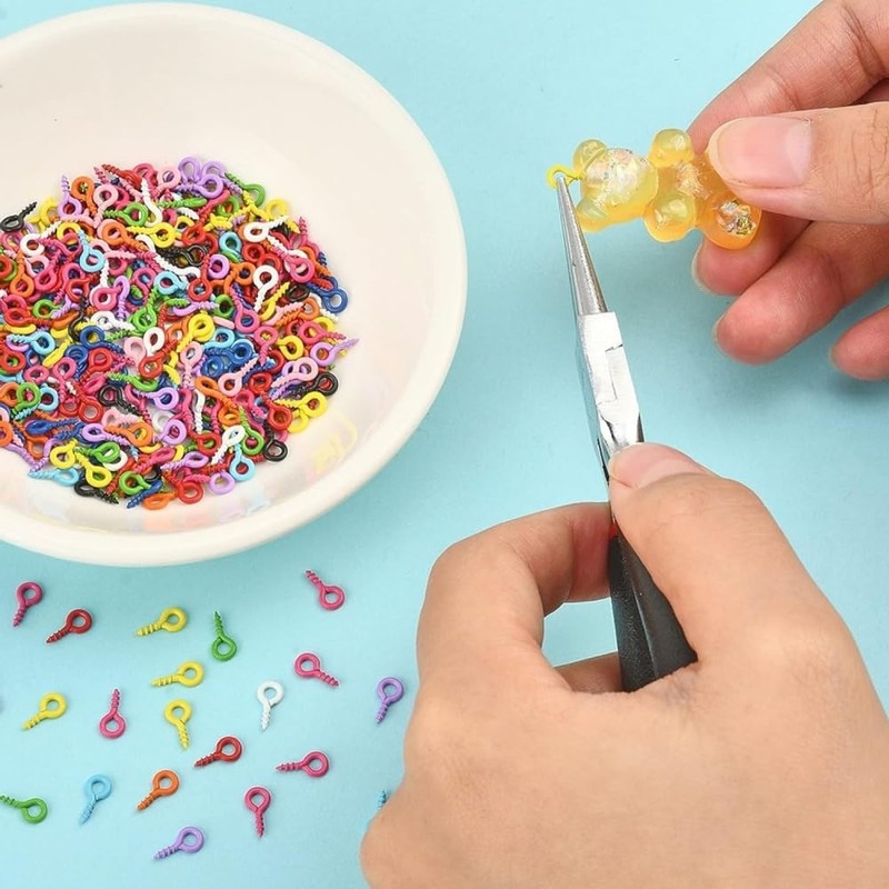Zopseet 300 Pcs Colorful Mini Screw Eye Pins Kit Small