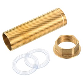 sourcing map 1 Pcs 3.94 Inch Faucet Extension Mounting Pipe with Washers, Locking Nut, Faucet Fittings Kit, Yellow