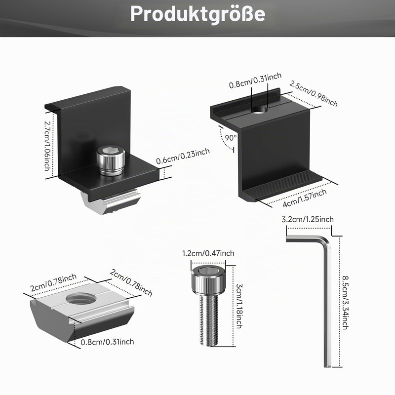 Mailfull Pack of 8 Solar Panel Brackets 30 mm PV