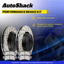 AutoShack Front Brake Kit Replacement for Acura Integra 2018-2024 Honda Accord 2022-2024 Civic FWD Drilled & Slotted E-Coated Disc Brake Rotors Ceramic Brakes Pads 12.28" (312mm) BRK010337289