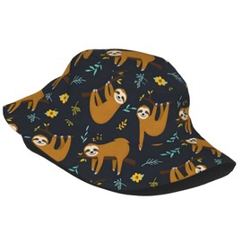 Tree Sloth Bucket Hat Beach Sun Hat Beach Fishing Hat for Men Women Teens, Reversible Double-Side-Wear