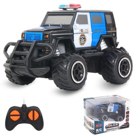 Pup Go Police Car Remote Controlled with Light for Children 3-9 Years, Robust Police Car Toy Toddler, Mini RC Car, Monster Truck, Offroad, Indoor, Outdoor, Christmas, Birthday Gift, Boy, Black
