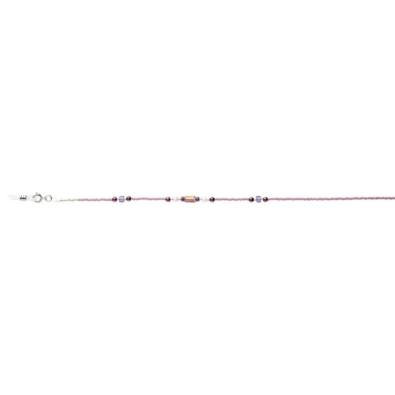 meigan 9401-01 Women's Glasses Chain, Stylish, Silver, Pearlized Beads, Lightweight,
