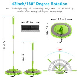 YJUSMAK 14Pcs Car Cleaning Kit Blue - Car Wash Brush with Long Handle Car Washing Mop, Car Detailing Kit for Cars, Trucks, SUVs, Jeeps