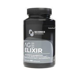 Age Elixir | Suplemento con Urolitina A, Trans-Resveratrol, NAD, L-Carnitina y Coenzima Q10 | Antioxidantes y apoyo a la energía celular y metabolismo | 60 cápsulas de 500 mg