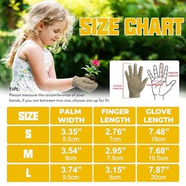 HANDLANDY - Guantes de jardinería de piel genuino para niños de 2 a 9 años, guantes de trabajo para niños, niñas, niños pequeños (caqui, M)