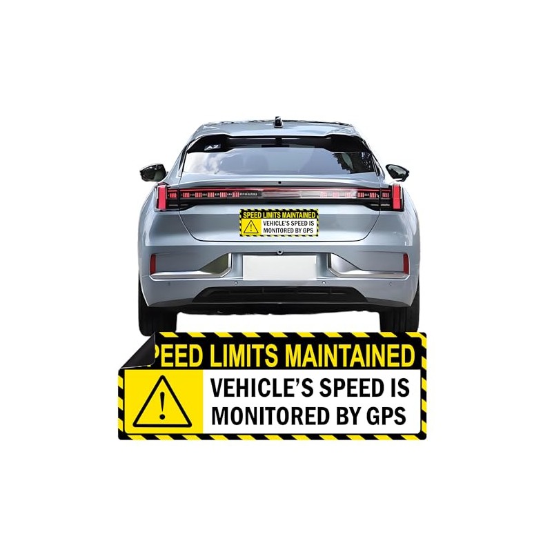 Yellow Vehicle Speed Monitored by GPS Vinyl Magnet Label 10"x3.5"