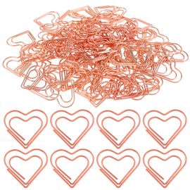 Pack of 100 Paper Clips Heart Paper Clips Large Rose Gold Paper Clip Heart Shaped Paper Clips Love Paper Clips Dispenser in Paper Clips for Decorative Invitations Postcards Office Supplies School
