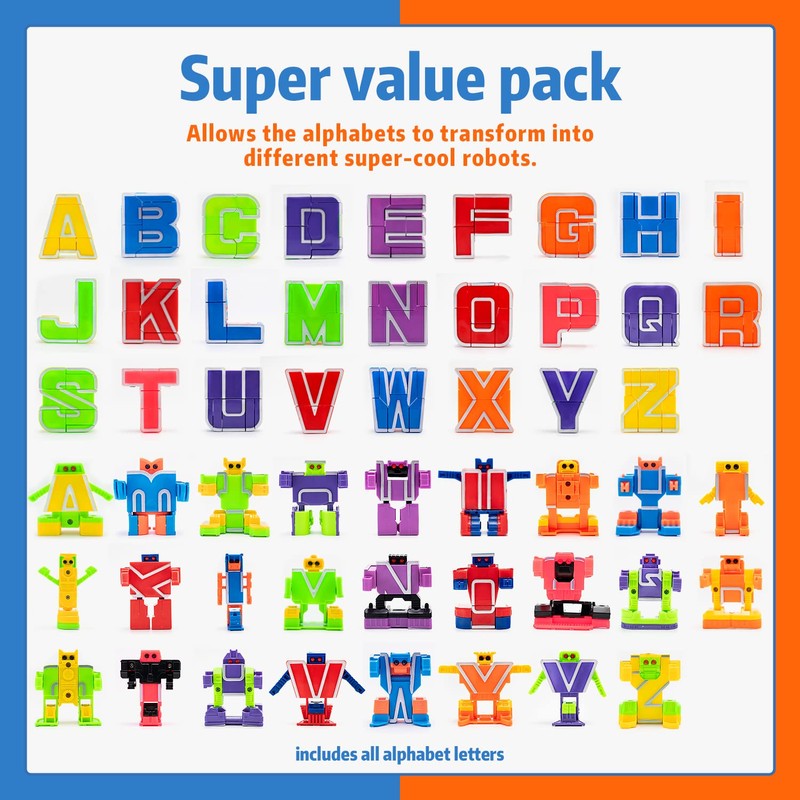 26 Pieces Alphabet Robots for Kids Alphabet Learning Toys, Alphabots
