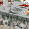 Horaldaily Christmas Tablecloth 60×120 Inch Rectangular, Deers Snowman Trees Grey