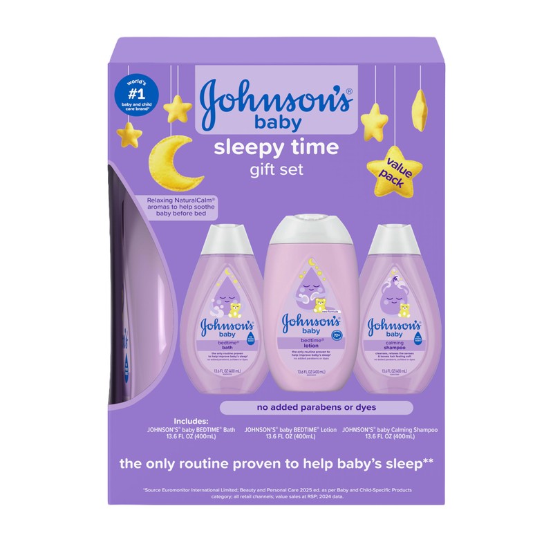 Johnson's Sleepy Time Baby Gift Set with Relaxing NaturalCalm Aromas,