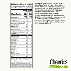 Cheerios Veggie Blends Breakfast Cereal, Apple Strawberry, Made with Fruits and Veggies, Family Size, 18 oz