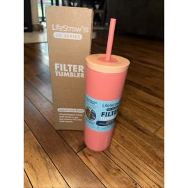 LifeStraw Go Series Water Filter Insulated Tumbler Water Bottle Apricot Pink NIB