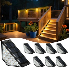 BKBB PPBB Solar Step Lights for Outside, Solar Stair Lights Outdoor Waterproof, Deck Step Lights for Fence, Patio, Yard, Porch, Front Door, Sidewalk, Garden, Patio Decor (8, Warm White)